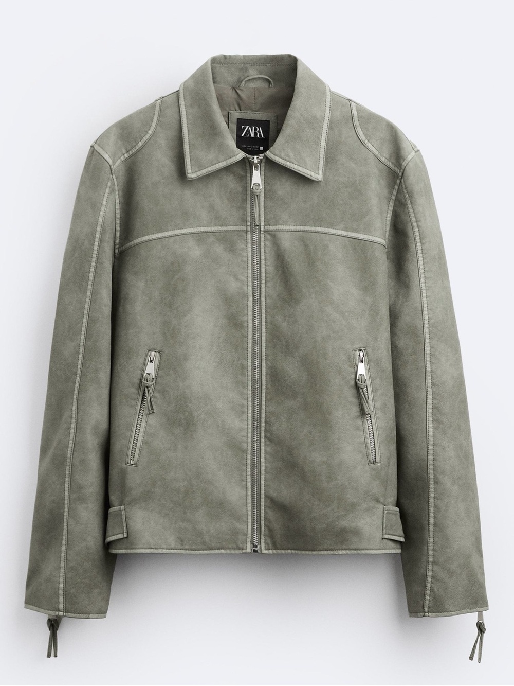 Zara Sage Green Leather Jacket